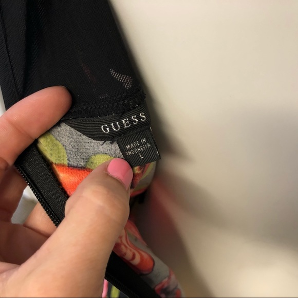 Woman’s Guess Sheer Floral Print Body Con Dress L - Picture 8 of 8